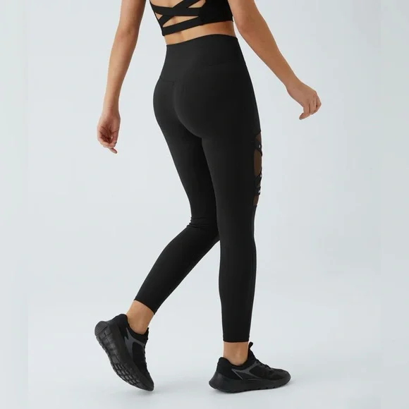 NWT Halara DayStretch High Waist Crossover Mesh Buckle Yoga Leggings Size Large - Picture 2 of 7